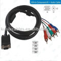 HD15 Cable VGA a 5 RCA Cable de componente RGB Oro plateado 6 pies